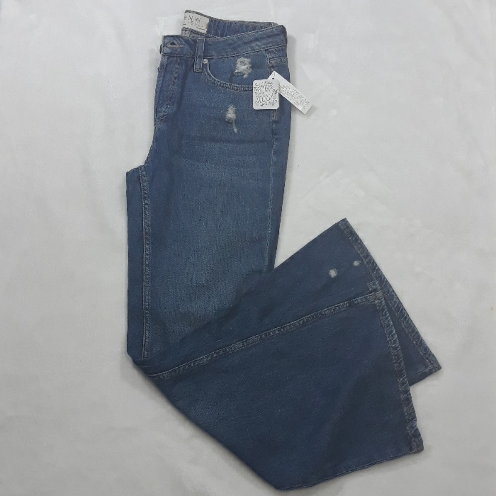 FREE PEOPLE  flare button down boho Jean sz 28